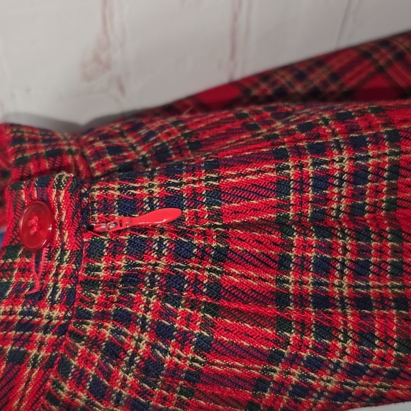 Pendleton 80's Red 100% Wool Tartan Suit Blazer & Pleated Skirt Womens Size 10P - Picture 9 of 15